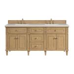 Lorelai 72" Double Vanity, Light Natural Oak, w/ 3 CM Siberian Silestone Top w/FreePower Wireless Charger