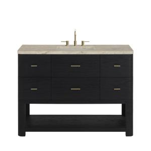 Lucian 48" Single Vanity, Carbon Oak, w/ 3 CM Tajnar Eclos Widespread Top