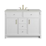 Bellshire 48" Single Vanity, Bright White w/ 3 CM Lime Delight Silestone Top