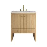 Hudson 30" Single Vanity, Light Natural Oak w/ 3 CM Eternal Jasmine Pearl Silestone Top