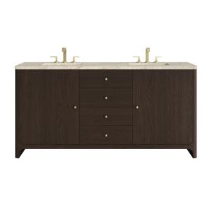 Gracyn 72" Double Vanity, Sable, w/ 3 CM Tajnar Eclos Top w/FreePower Wireless Charger