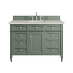 Brittany 48" Single Vanity, Smokey Celadon, w/ 3 CM Siberian Silestone Top