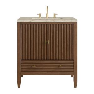 Myrrin 30" Single Vanity, Mid-Century Walnut w/ 3 CM Tajnar Eclos Top