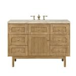 Laurent 48" Single Vanity, Light Natural Oak, w/ 3 CM Tajnar Eclos Top w/FreePower Wireless Charger