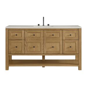 Breckenridge 60" Single Vanity, Light Natural Oak, w/ 3 CM Siberian Silestone Top