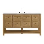 Breckenridge 60" Single Vanity, Light Natural Oak, w/ 3 CM Siberian Silestone Top w/FreePower Wireless Charger
