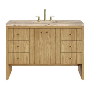 Hudson 48" Single Vanity, Light Natural Oak, w/ 3 CM Tajnar Eclos Top