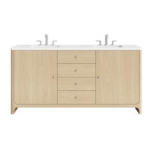 Gracyn 72" Double Vanity, Coastal Driftwood, w/ 3 CM White Zeus Quartz Widespread Top