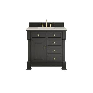 Brookfield 36" Single Vanity, Black Onyx, w/ 3 CM Siberian Silestone Top