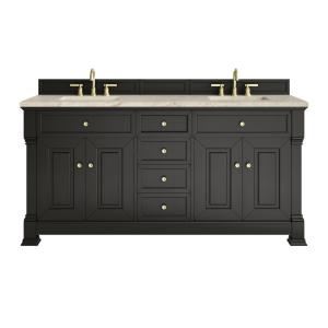 Brookfield 72" Double Vanity, Black Onyx, w/ 3 CM Tajnar Eclos Top