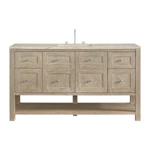 Breckenridge 60" Single Vanity, Whitewashed Oak, w/ 3 CM Tajnar Eclos Top
