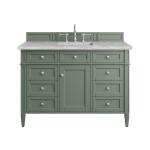 Brittany 48" Single Vanity, Smokey Celadon w/ 3 CM Victorian Silver Top w/FreePower Wireless Charger