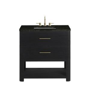 Lucian 36" Single Vanity, Carbon Oak, w/ 3 CM Phantome Eclos Widespread Top