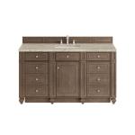 Bristol 60" Single Vanity Whitewashed Walnut, w/ 3 CM Tajnar Eclos Top w/FreePower Wireless Charger