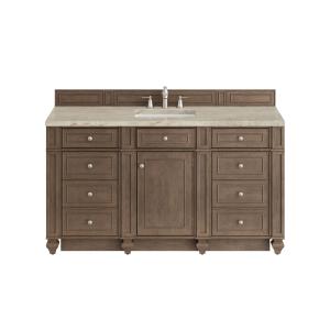 Bristol 60" Single Vanity Whitewashed Walnut, w/ 3 CM Tajnar Eclos Top w/FreePower Wireless Charger