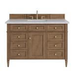 Brittany 48" Single Vanity, Pecan w/ 3 CM Eternal Jasmine Pearl Silestone Top