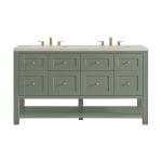 Breckenridge 60" Double Vanity, Smokey Celadon, w/ 3 CM Siberian Silestone Top