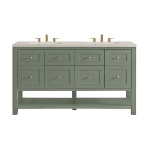 Breckenridge 60" Double Vanity, Smokey Celadon, w/ 3 CM Siberian Silestone Top w/FreePower Wireless Charger