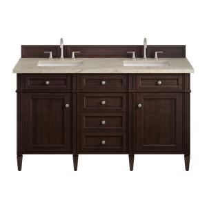 Brittany 60" Double Vanity, Burnished Mahogany, w/ 3 CM Tajnar Eclos Top
