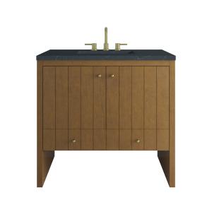 Hudson 36" Single Vanity, Honey Oak w/ 3 CM Charcoal Soapstone Silestone Top