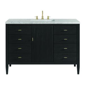 Myrrin 48" Single Vanity, Carbon Oak w/ 3 CM Eternal Jasmine Pearl Silestone Top w/FreePower Wireless Charger