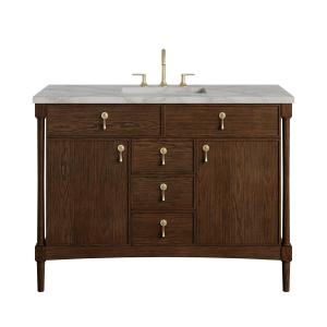 Kinnsden 48" Single Vanity, Sable Oak w/ 3 CM Victorian Silver Silestone Top