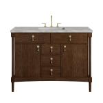 Kinnsden 48" Single Vanity, Sable Oak w/ 3 CM Victorian Silver Silestone Top w/FreePower Wireless Charger