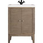 Linden 24" Single Vanity, Whitewashed Walnut w/ White Glossy Composite Stone Top