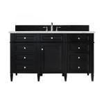 Brittany 60" Single Vanity, Black Onyx, w/ 3 CM Ethereal Noctis Silestone Top w/FreePower Wireless Charger