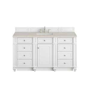 Bristol 60" Single Vanity, Bright White, w/ 3 CM Siberian Silestone Top w/FreePower Wireless Charger