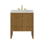 Hudson 30" Single Vanity, Honey Oak w/ 3 CM Lime Delight Silestone Top